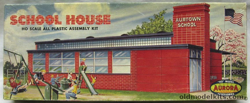 Aurora HO School House HO Assembly Kit, 654-129 plastic model kit